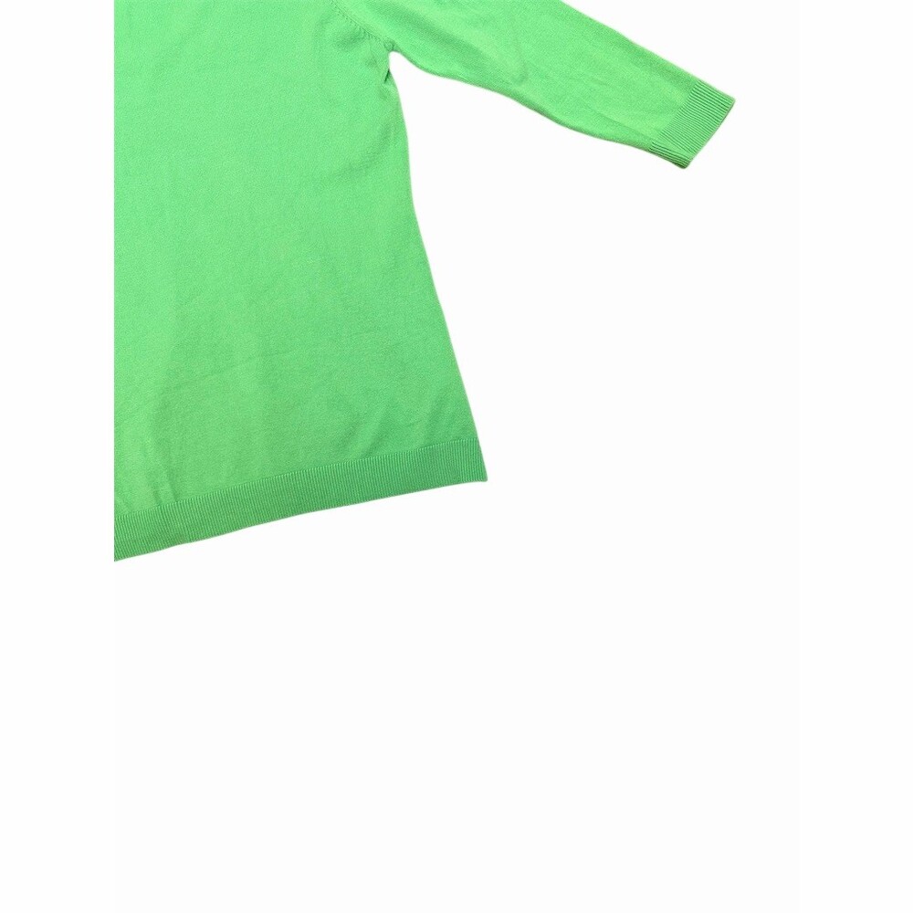 525 America Bright Green V-Neck Knit Sweater Size S 3/4 Sleeve Preppy Layering - Picture 6 of 8